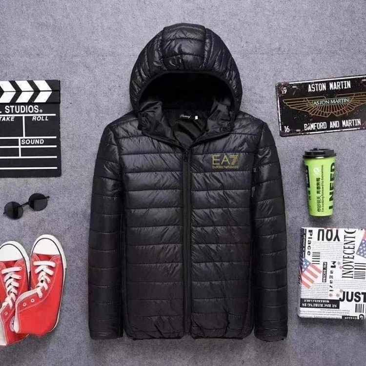EA7 Black Hooded Puffer Jacket