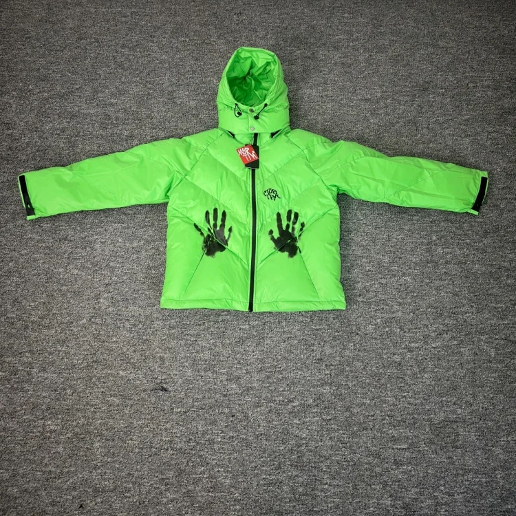 Cheetah Green Puffer Jacket wi