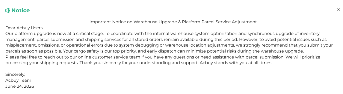 Important Notice on Warehouse Upgrade & Platform Parcel Service Adjustment(pic1) image.webp